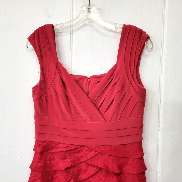 Adrianna Papell Layered V Neck Red Dress - Picture 4 of 5